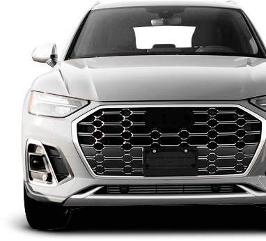 Silver SUV, front view, shows grill and headlight detail.