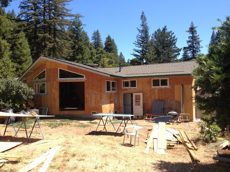 A house is being built in the middle of a forest