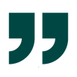 A green quotation mark on a white background.