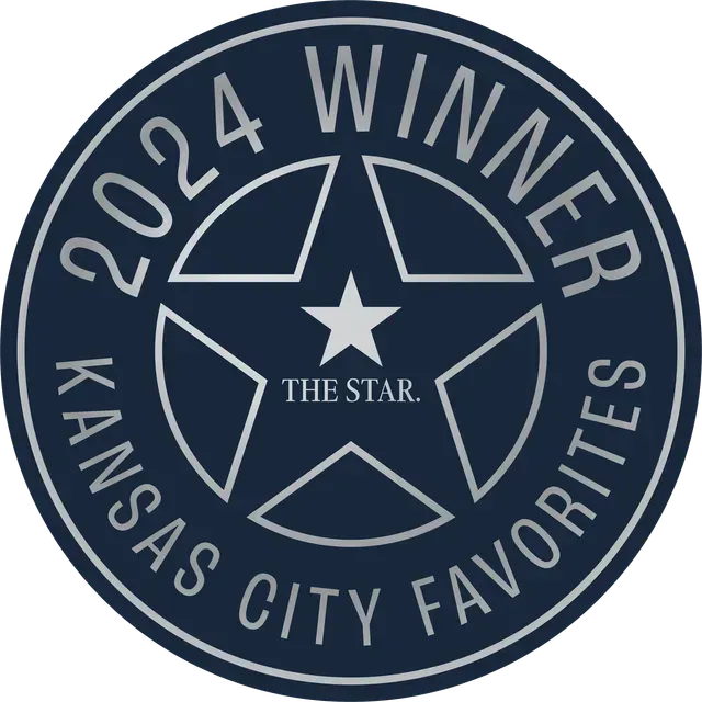 2024 Winner Kansas City Favorites badge. Navy blue and silver. Contains a star and The Star logo.