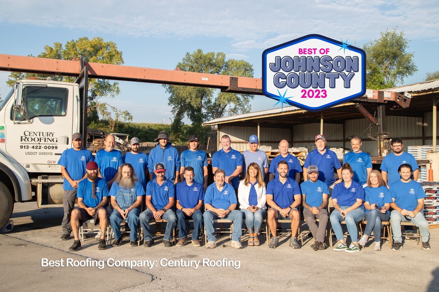 Team of Century Roofing posing outdoors with 