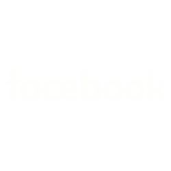 Facebook logo in white on a solid white background.