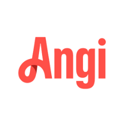 Angi logo in coral; stylized