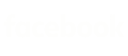 Facebook logo in white on a solid white background.