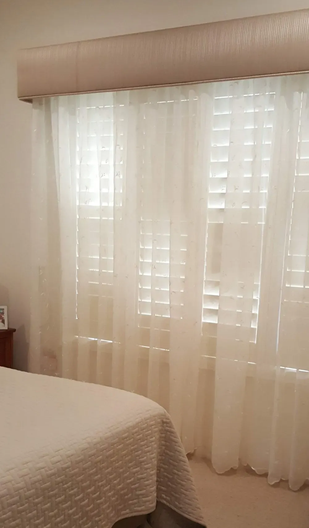 White Curtain In Bedroom | Cleveland, QLD | Miraje Home Decor & Soft Furnishings