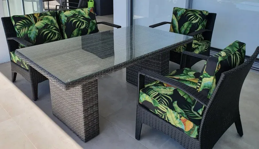 Glass Table And Black Chairs | Cleveland, QLD | Miraje Home Decor & Soft Furnishings