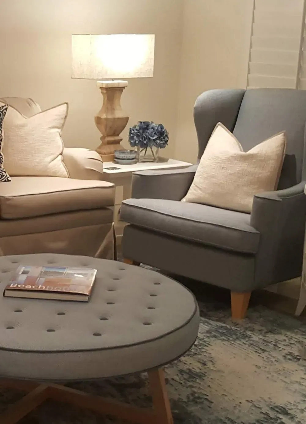 Brown And Grey Chair With White Pillow | Cleveland, QLD | Miraje Home Decor & Soft Furnishings