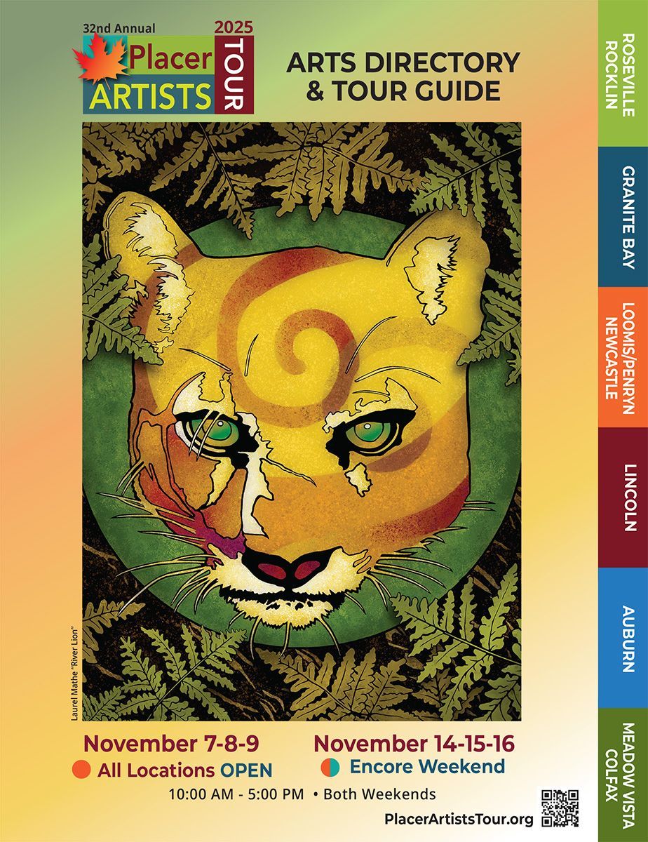 2015 Placer Artists Tour guide with a cougar portrait, listing tour dates and open locations.