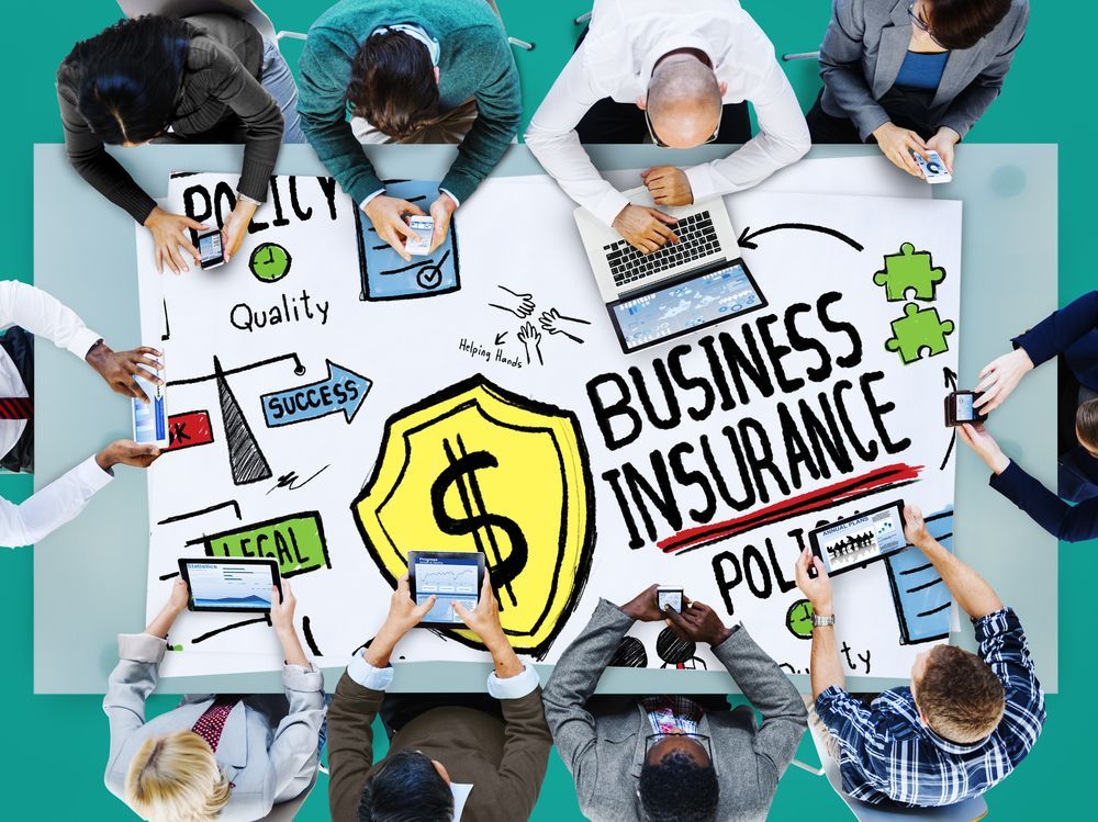 Business insurance meeting: People around a table with 