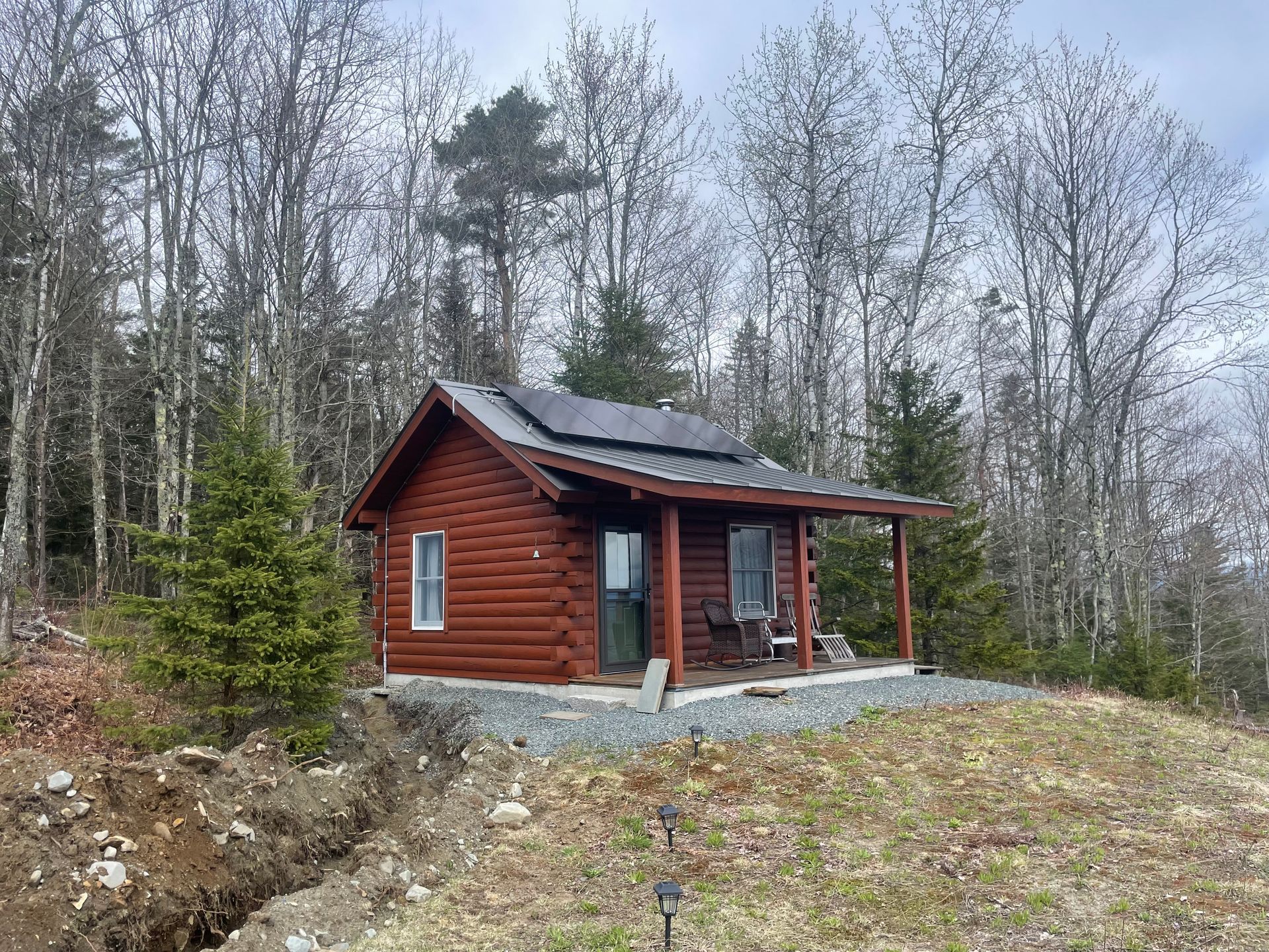 Solar panels installed on a camp roof