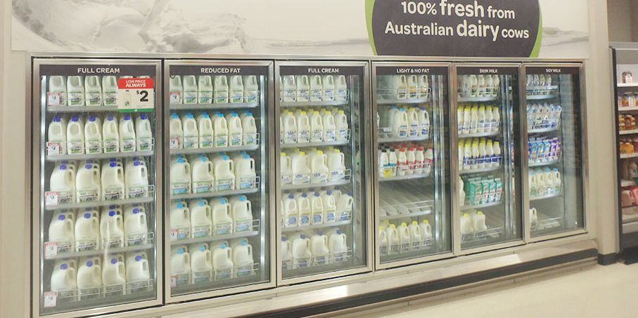 A Dairy Section of A Grocery Store with A Sign that Says 100 % Fresh — Arctic Installations in Winnellie, NT
