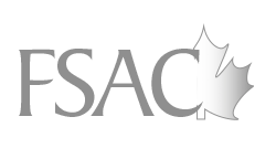 FSAC logo with the letters FSAC in gray and a gray maple leaf.