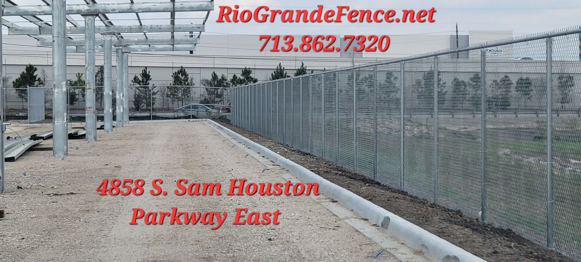 A Chain Link Fence Is Being Built in Houston Parkway East - Houston, TX - Rio Grande Fence Company