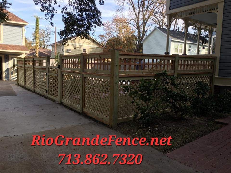 A Picture of A Wooden Fence with The Website riograndefence.net at The Bottom - Houston, TX -  Rio Grande Fence Company