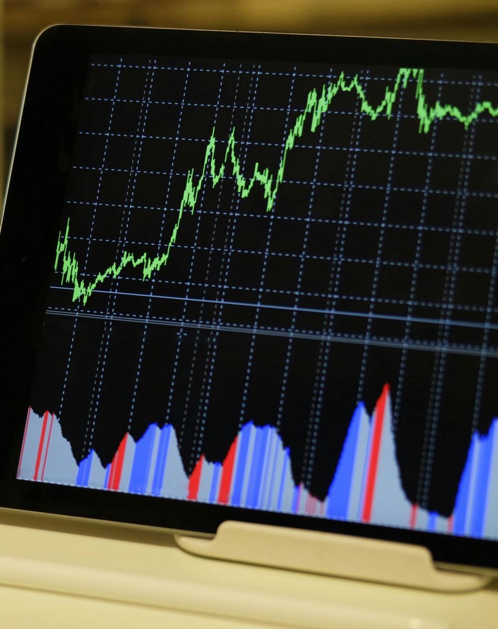 A computer monitor with a graph on it