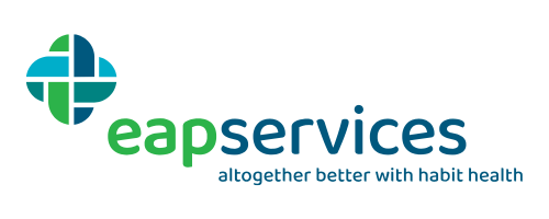 The logo for eapservices is a blue and green logo with a cross on it.
