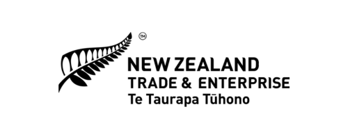 The new zealand trade and enterprise logo is black and white.