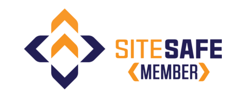 A blue and orange logo for a sitesafe member