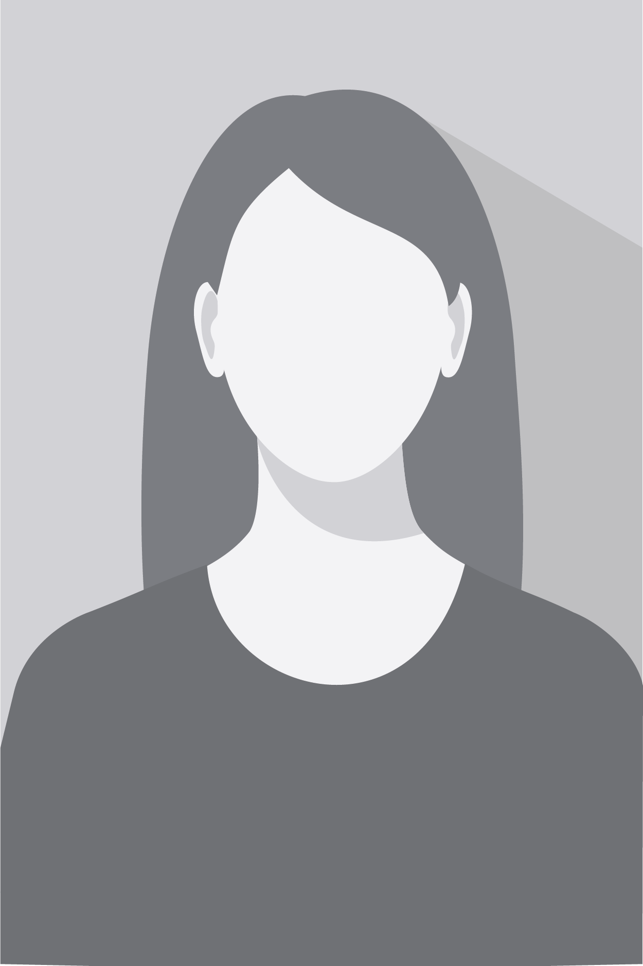 Silhouette einer Frau, Graustufen, mit langen Haaren und einem dunklen Hemd.