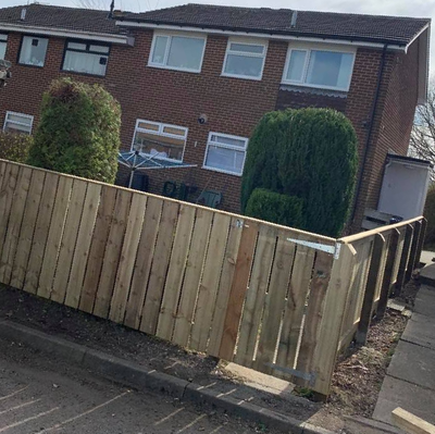 Fence installed around back garden of terraced house