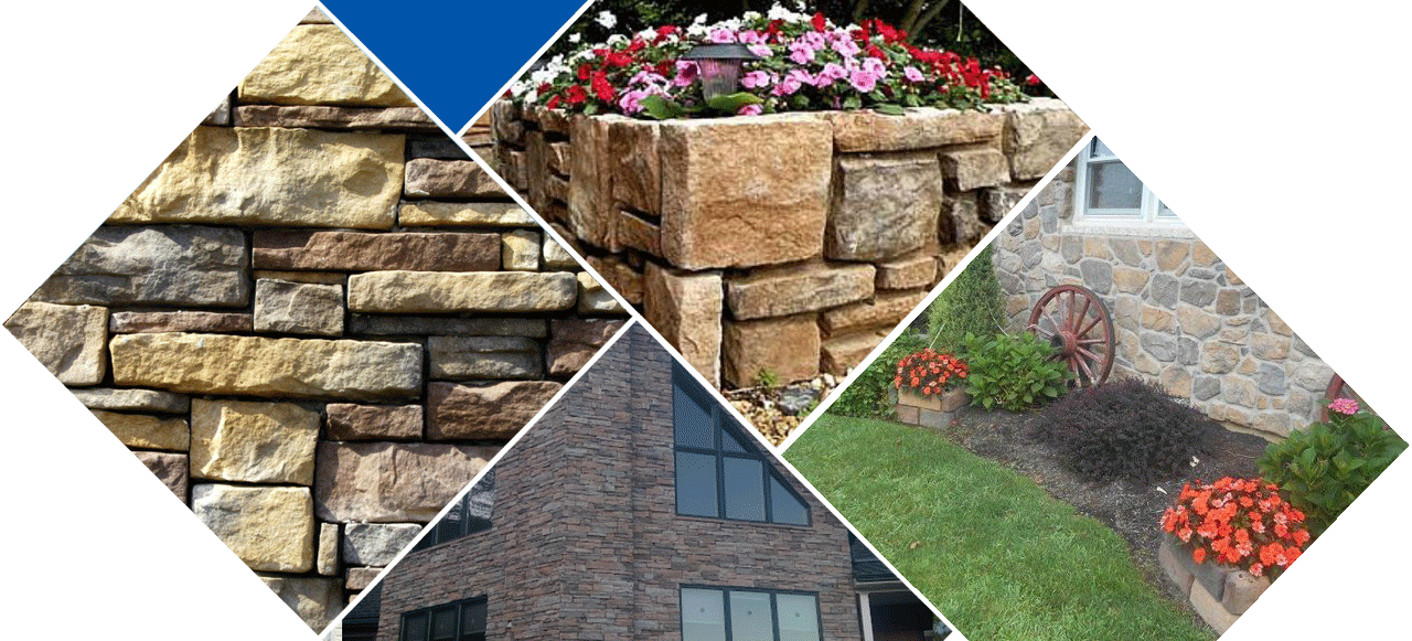 A Collage of Pictures of Stone Walls and A Fireplace.