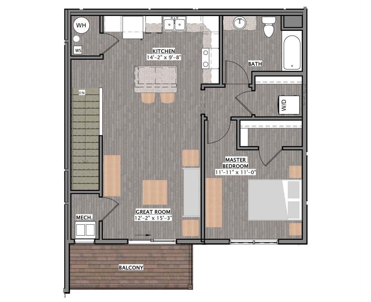 a floor plan of a house with a balcony