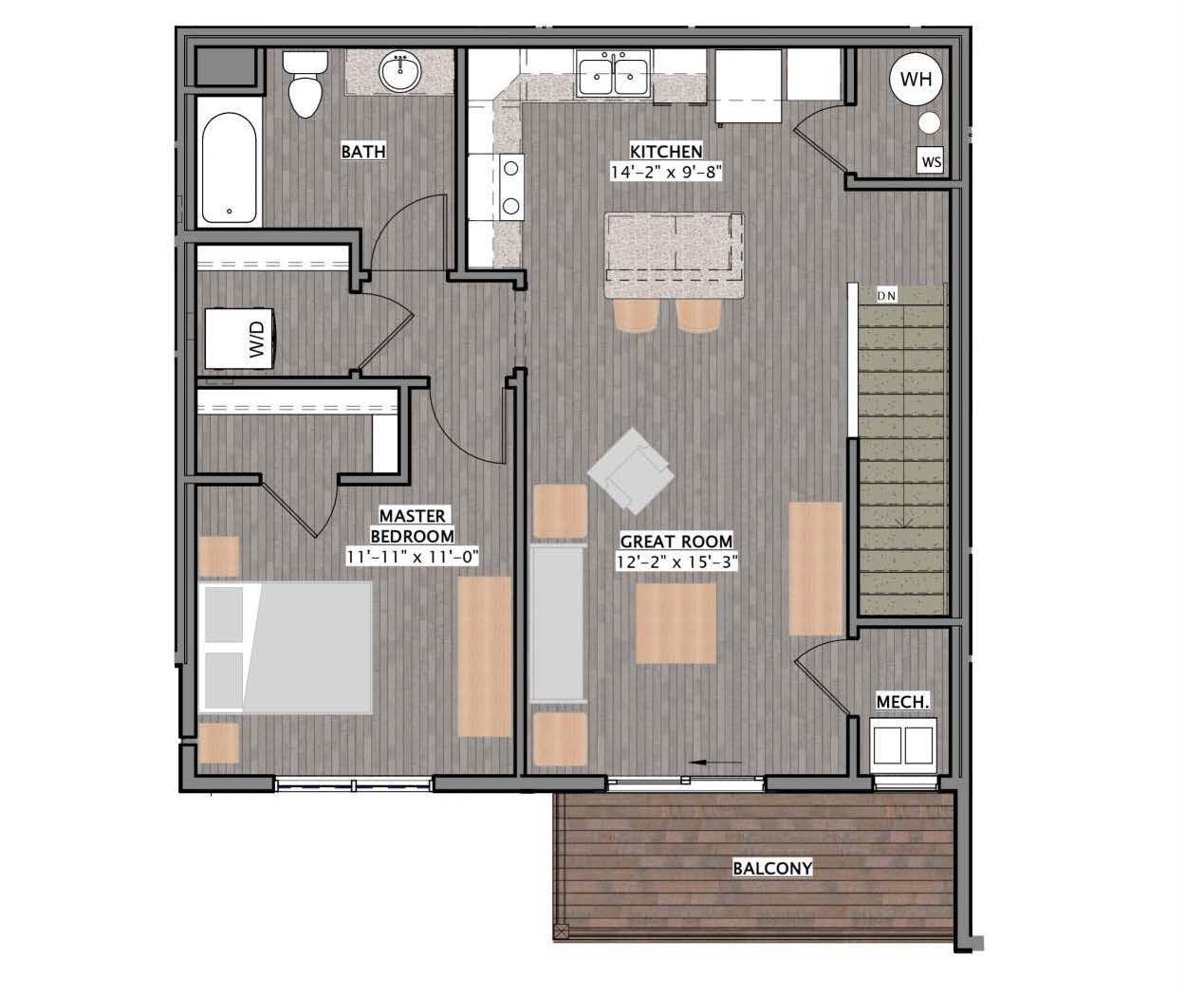 a floor plan of a house with a balcony