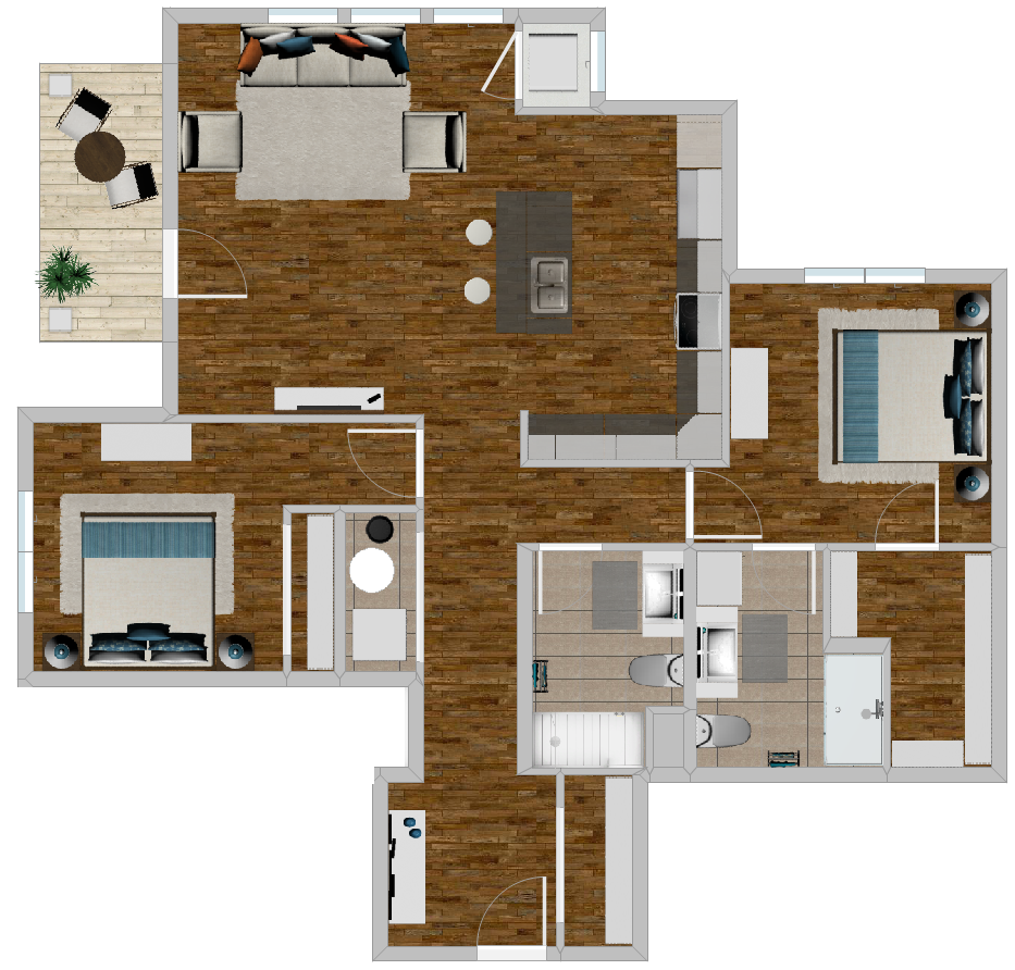a floor plan of a house showing the great room and master bedroom