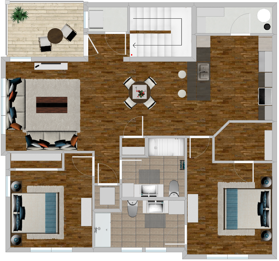 a floor plan of a house with a balcony