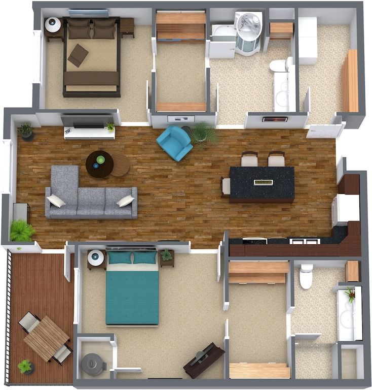 an aerial view of a floor plan of a house