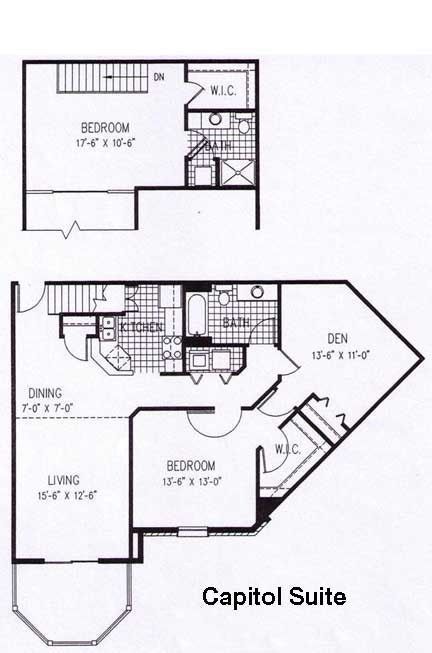 a black and white floor plan of a capitol suite