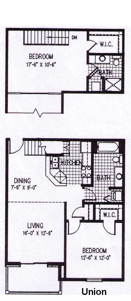 a black and white floor plan of a house with the word union on the bottom