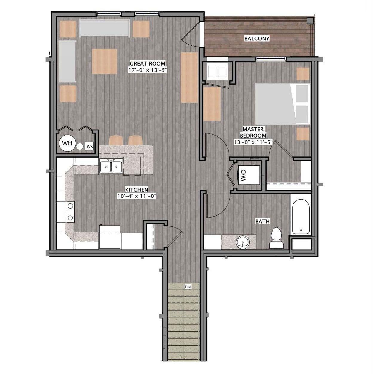 a floor plan of a house with a balcony