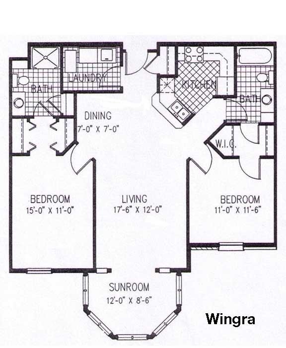 a black and white floor plan for wingra