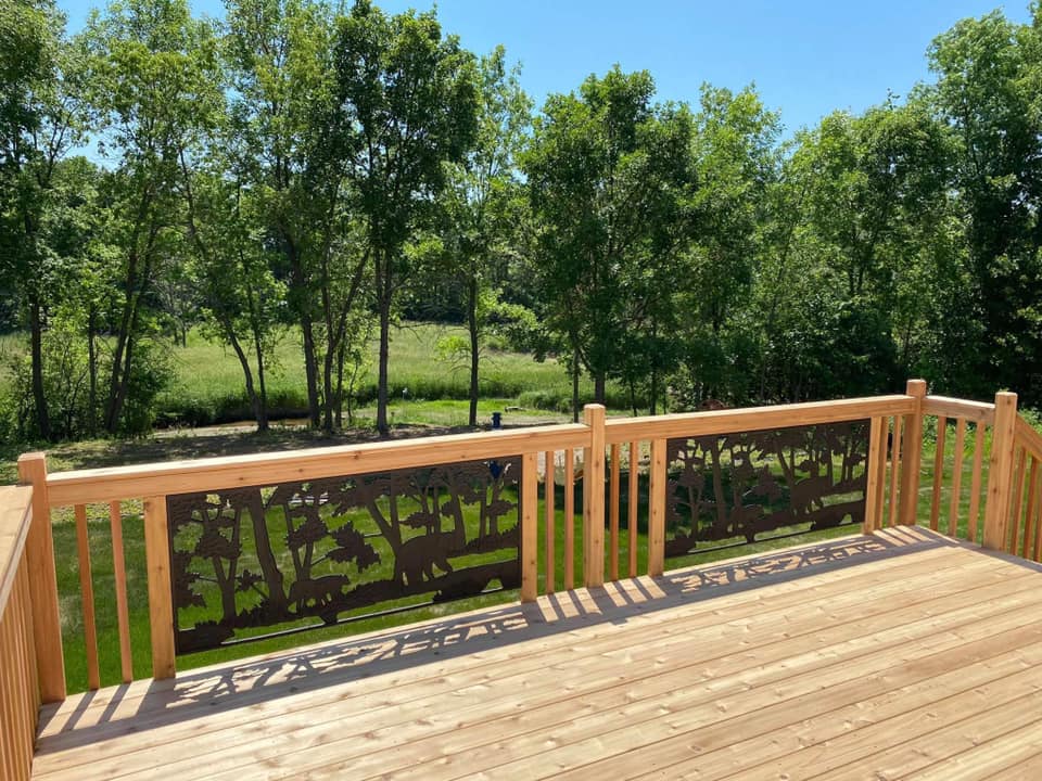 Light brown wooden deck at house in Minot ND