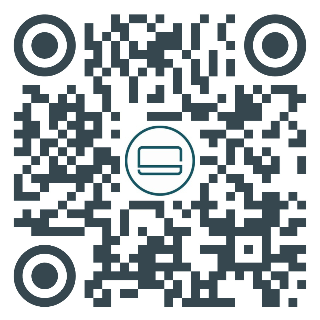 A qr code with a circle in the middle on a white background.