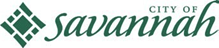 The city of savannah logo is green and white with a diamond in the middle.