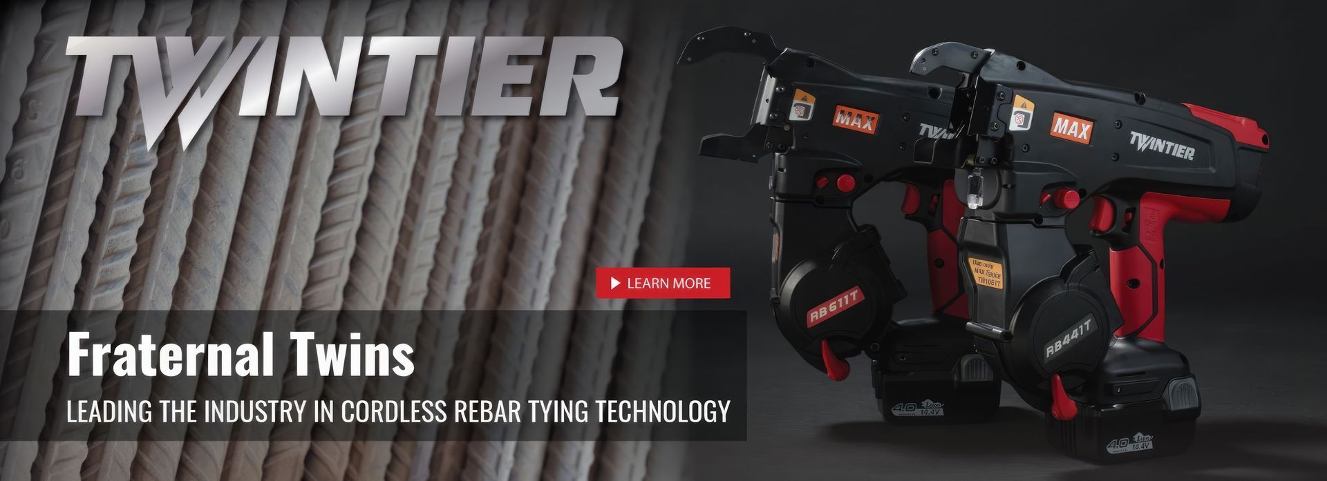 TWINTIER cordless rebar tying tool