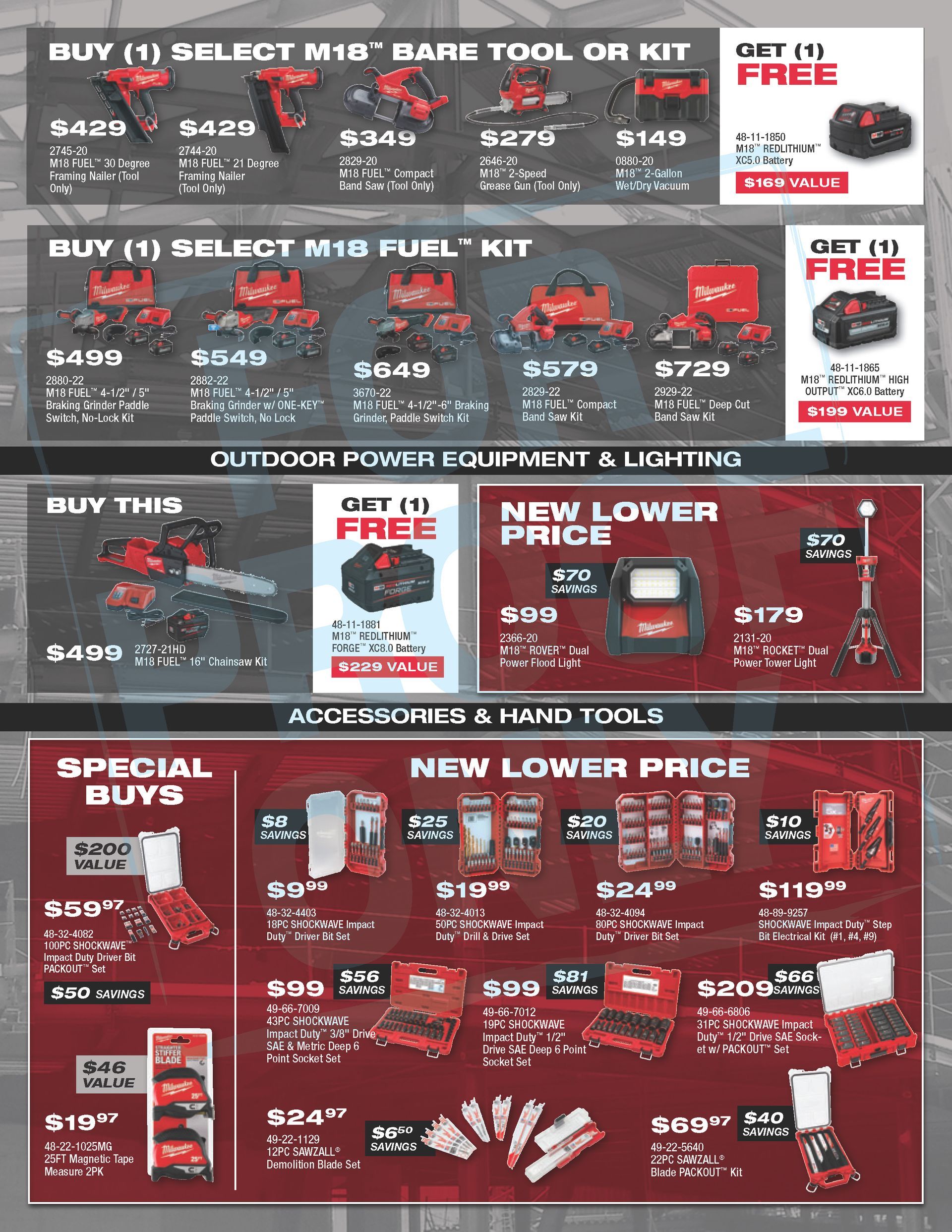An ad that shows the price of drills