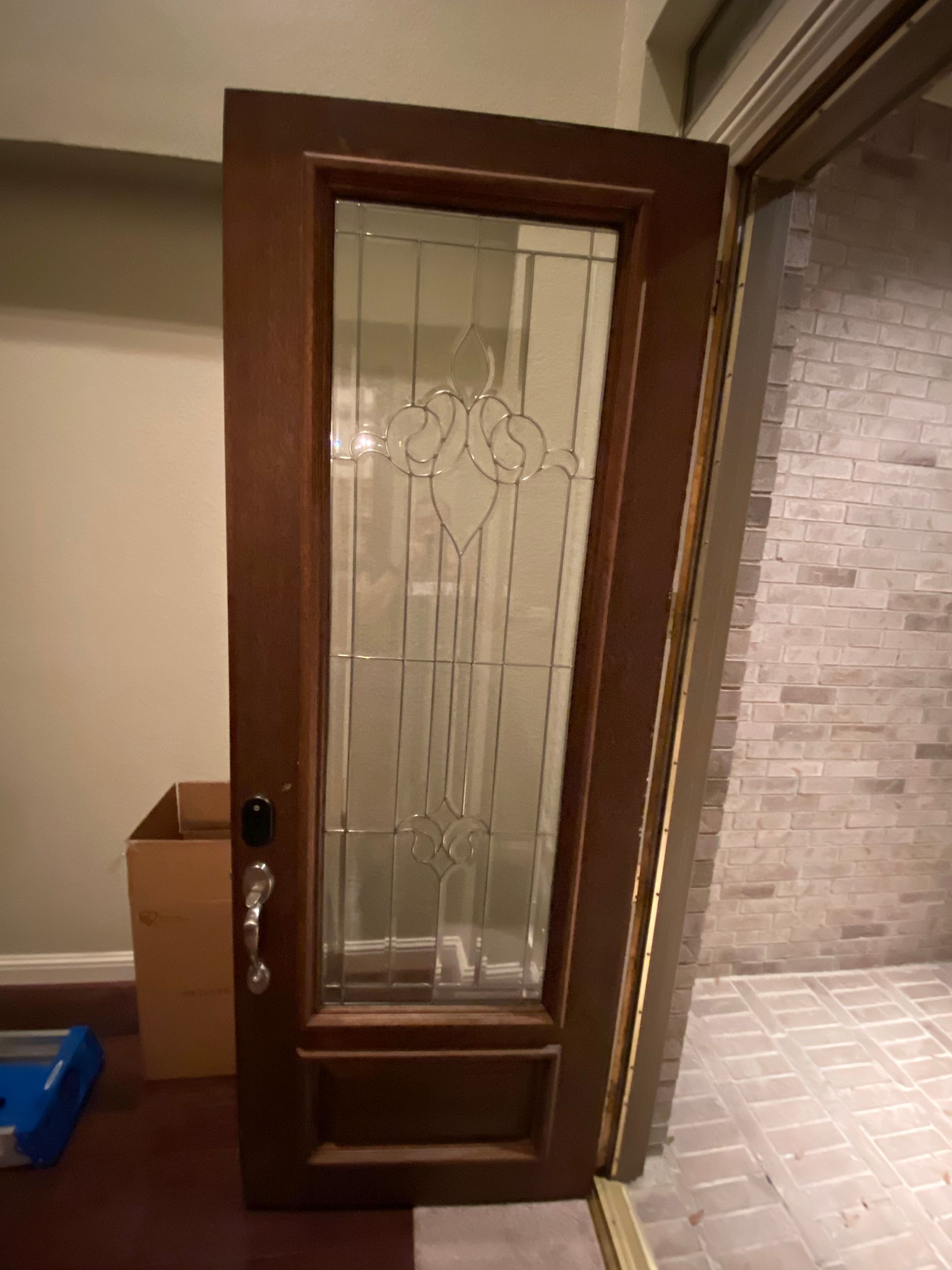 A door with a stained glass design on it