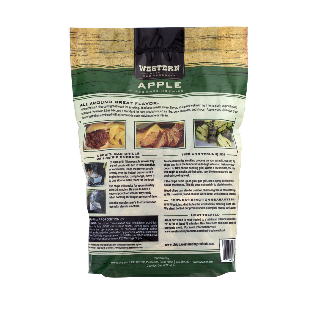 Back of the Bag of Western Premium Apple BBQ Smoking Chips