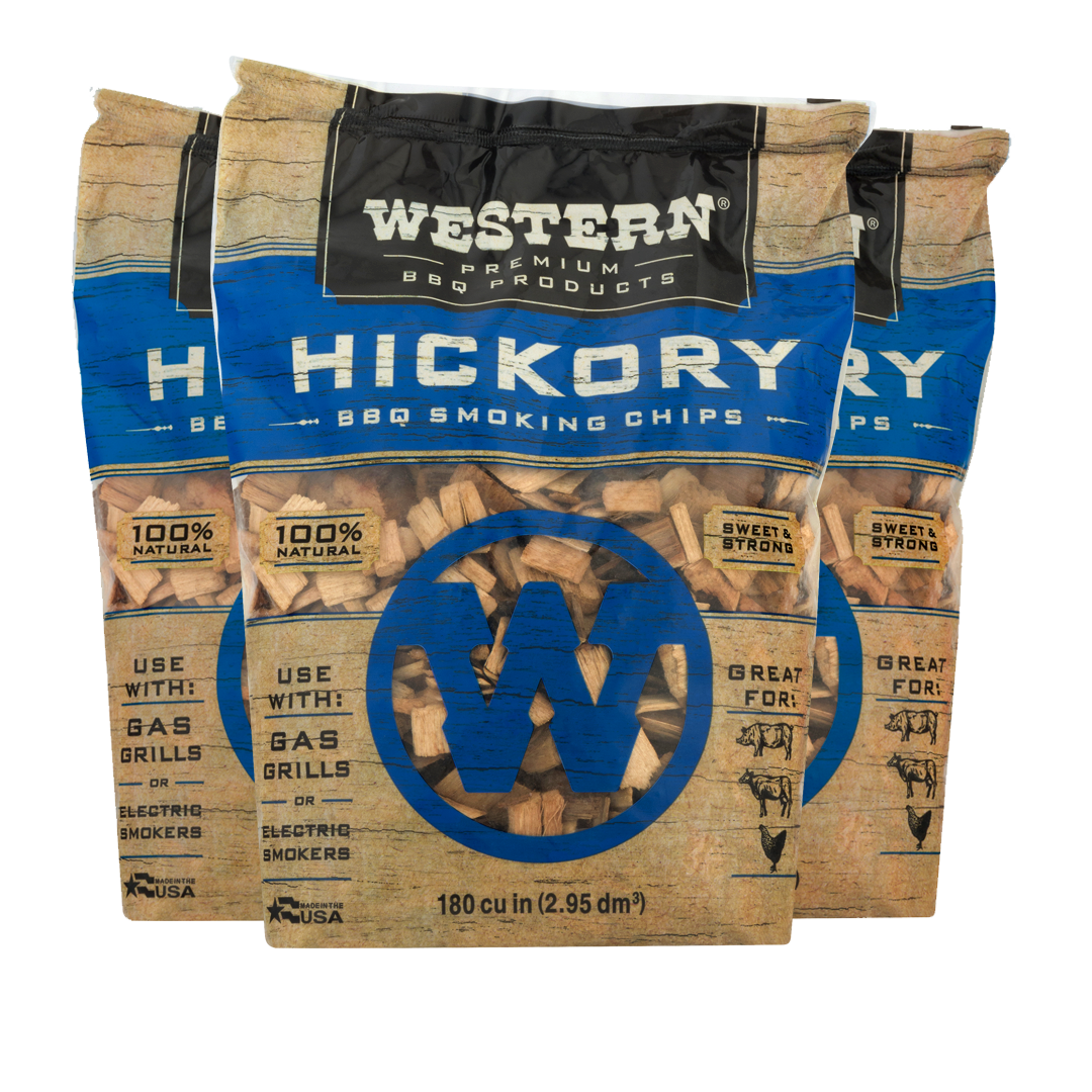 3 bags of Western Premium Hickory BBQ Smoking Chips