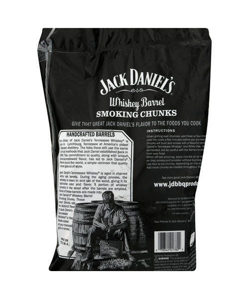 Back of bag of Jack Daniel’s® Whiskey Barrel Smoking Chunks