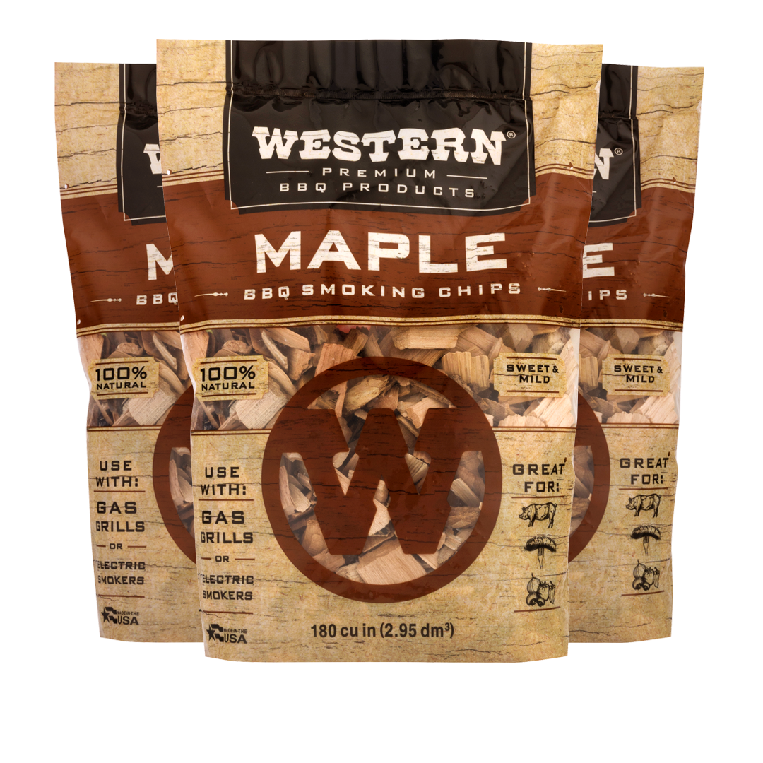 3 bags of Western Premium Maple BBQ Smoking Chunks