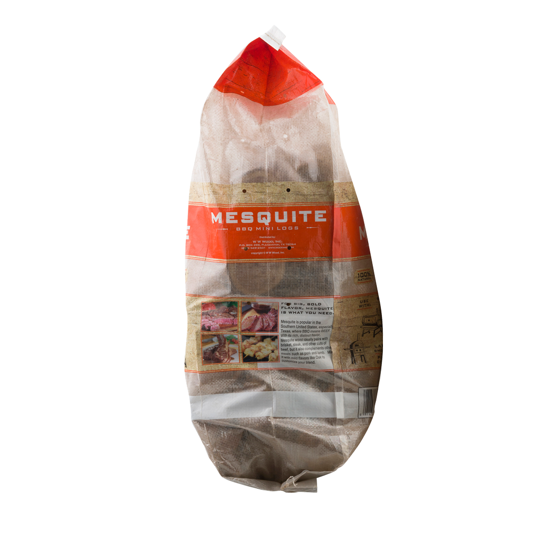 Side of bag of Western Premium Mesquite BBQ Mini Logs