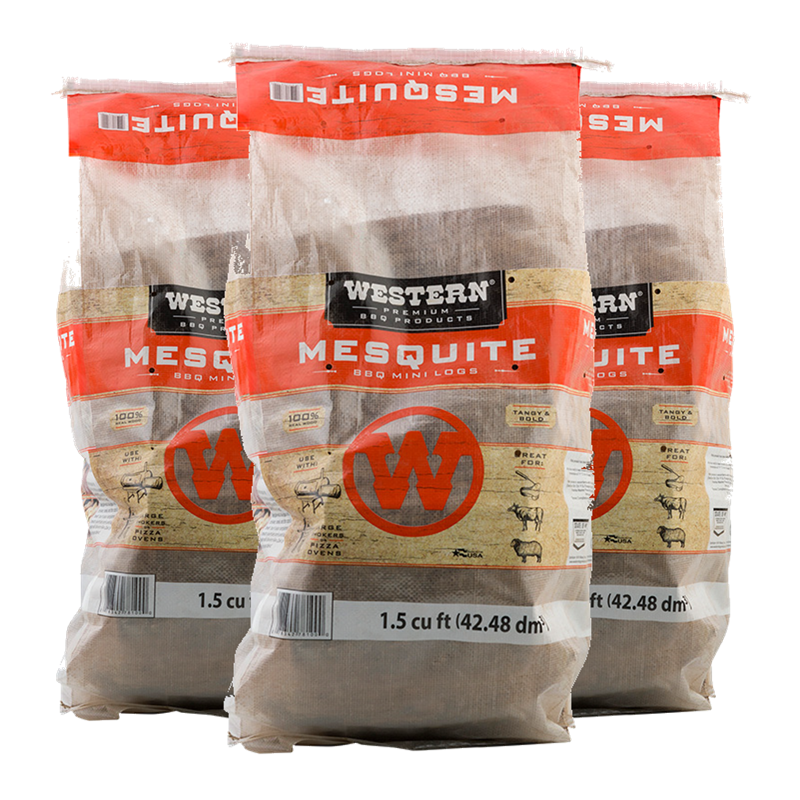 3 bags of Western Premium Mesquite BBQ Mini Logs
