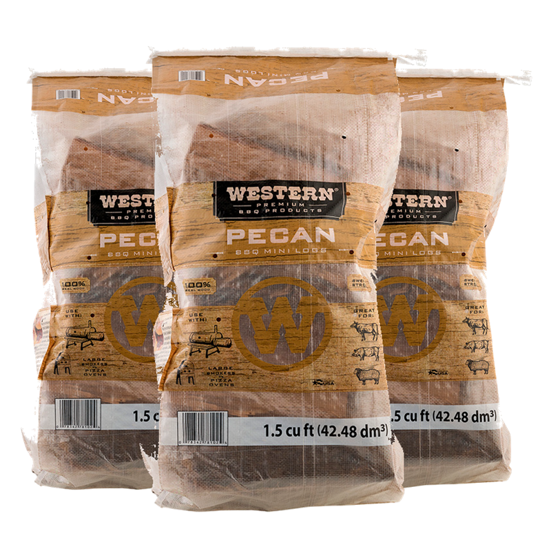 3 bags of Western Premium Pecan BBQ Mini Logs