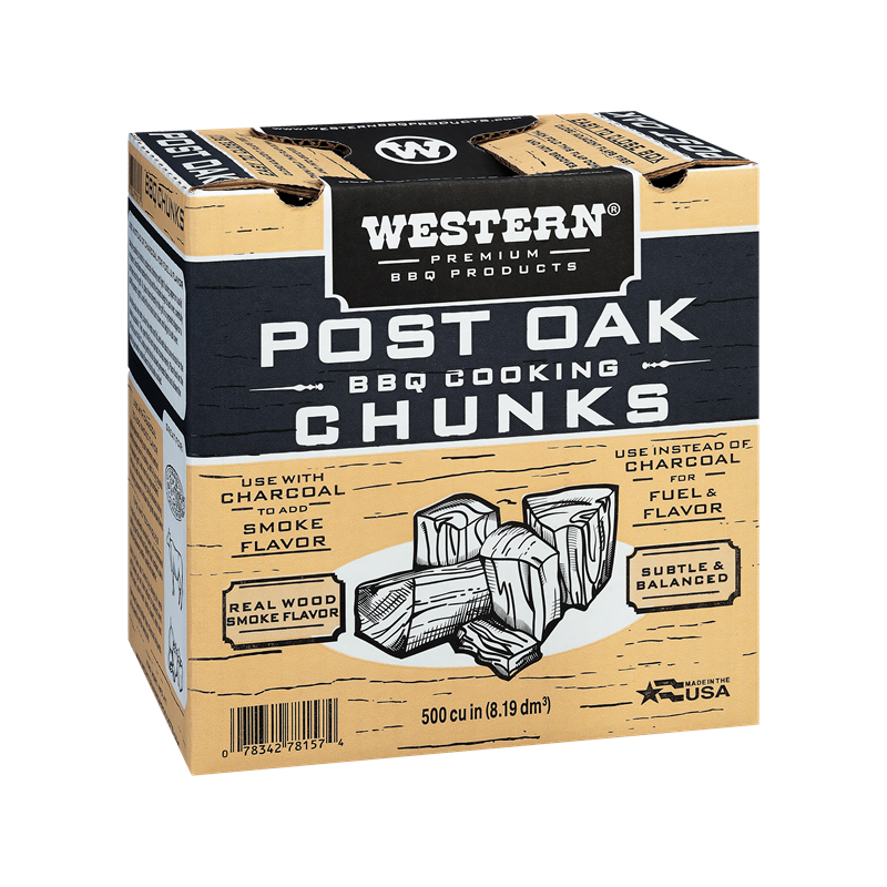 Box of Western Premium Post Oak BBQ Cooking Chunks