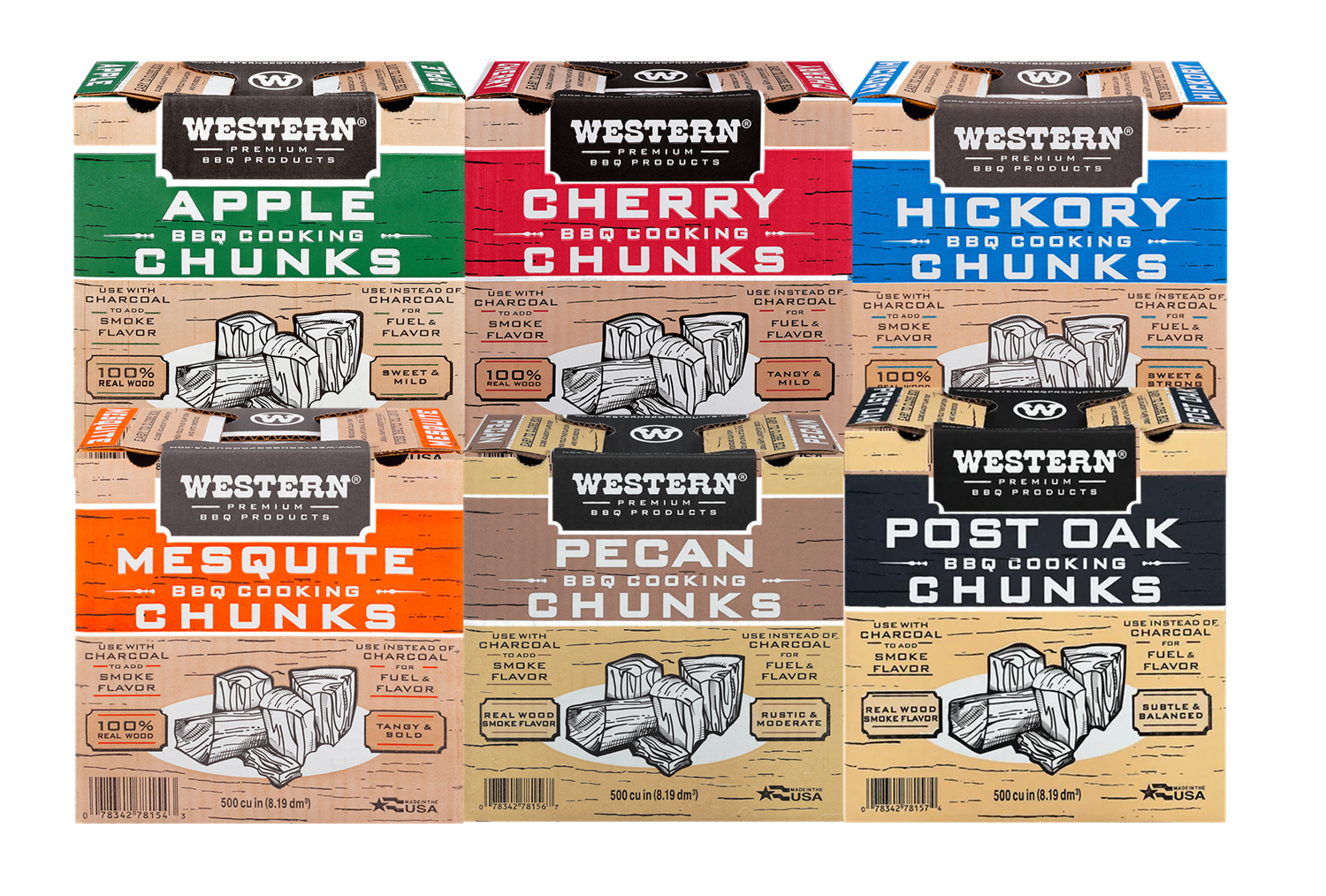 Assortment of Western Premium BBQ Cooking Chunk Boxes