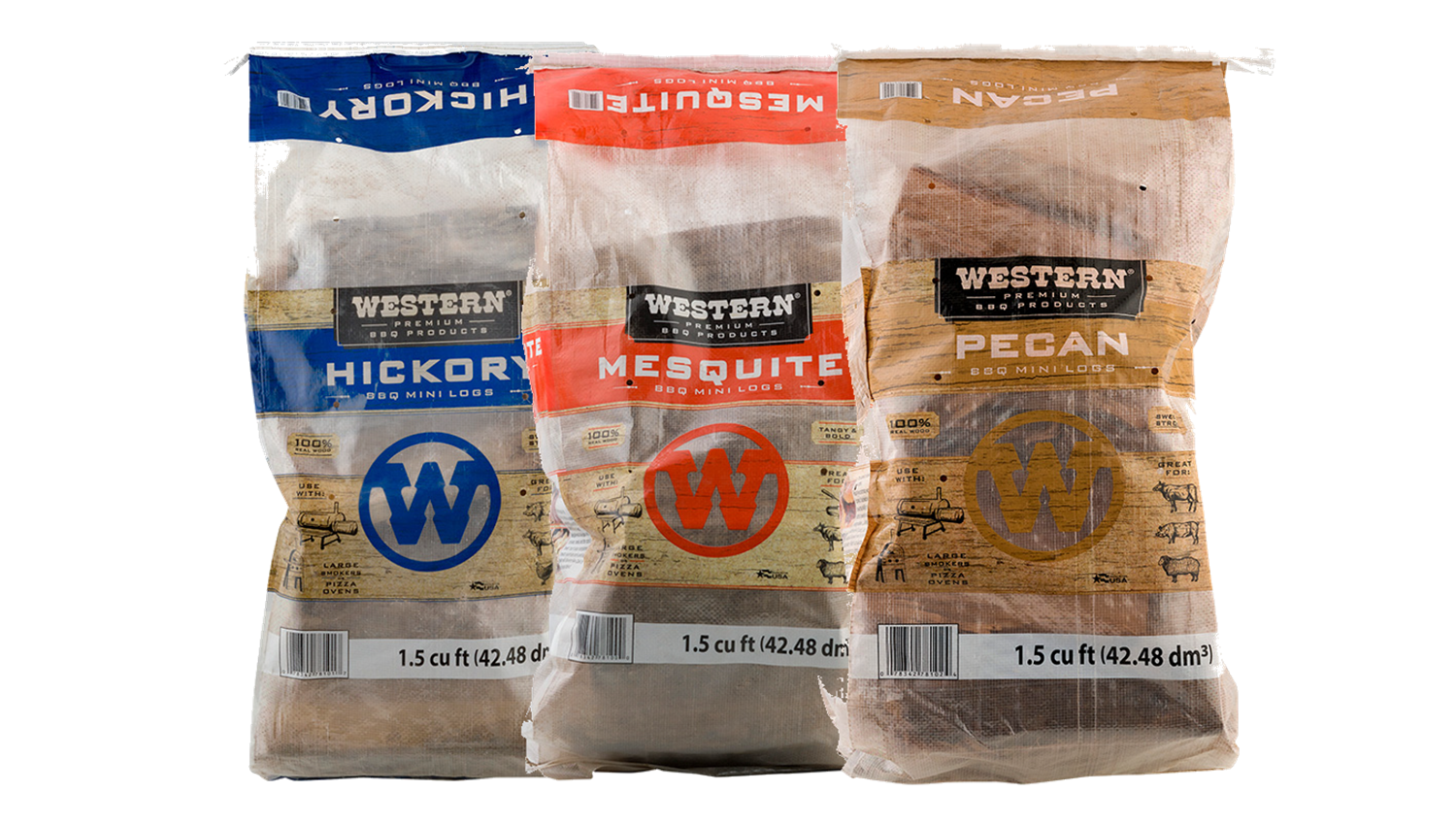 Assortment of Western Premium BBQ Mini Log bags